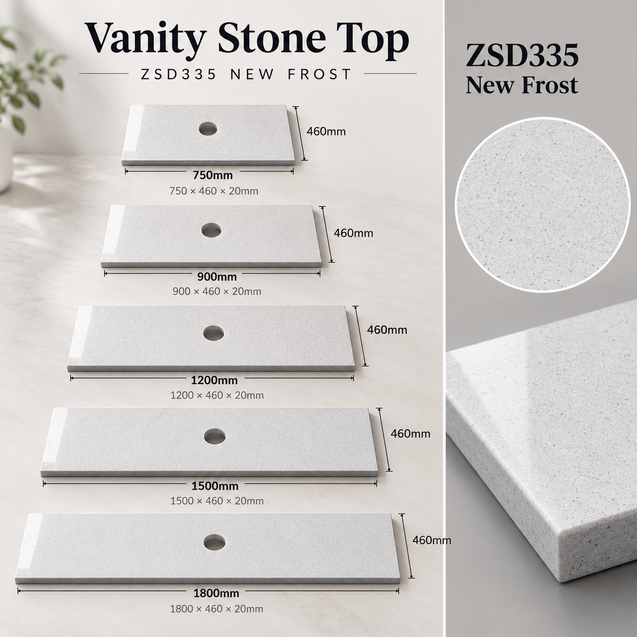 Vanity Stone Top New Frost ZSD335